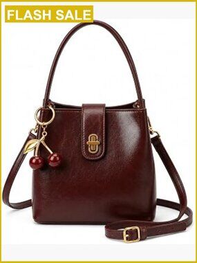 Vegan Leather Bucket Crossbody Bag Hobo Handbag Purse Satchel